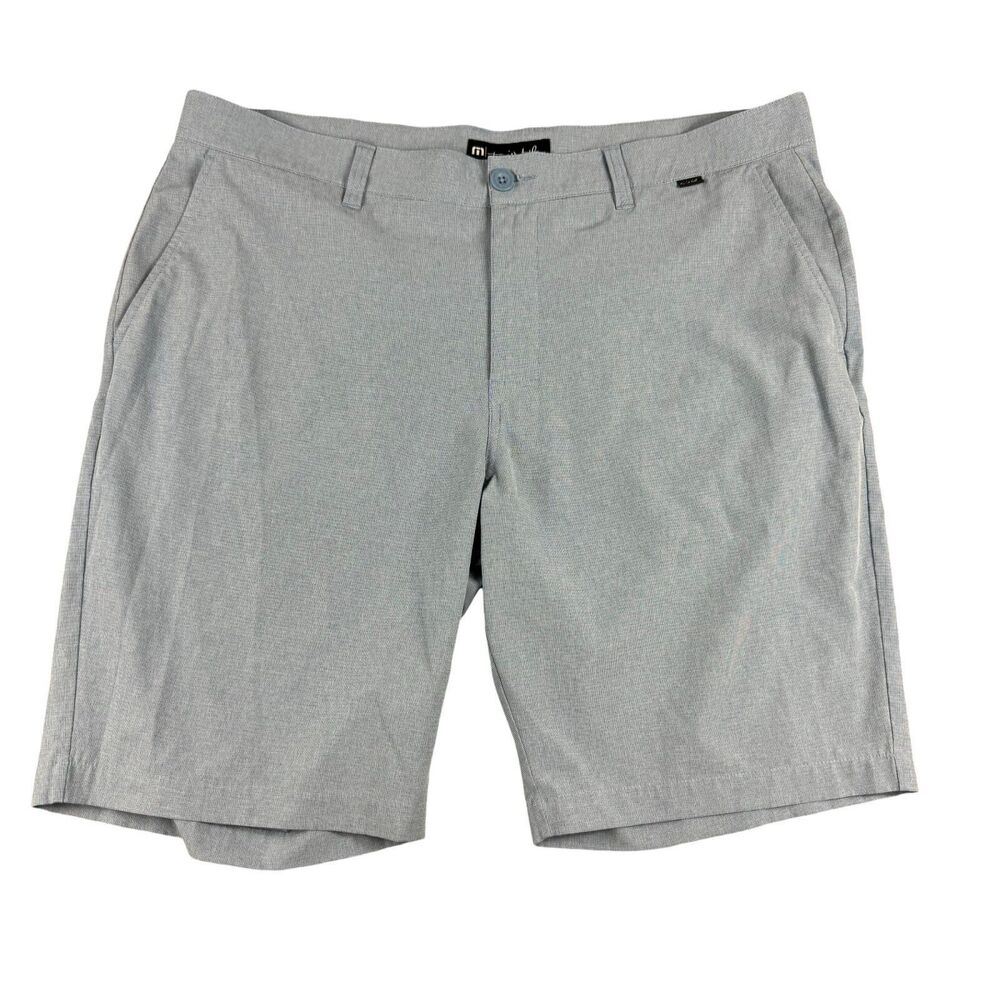 Travis Mathew Shorts Men's 40 Gray Golf Quick Dry Heather Flat Front Stretch